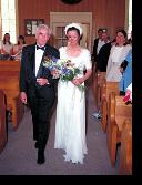 dad about to give away bride at the yosemite chapel